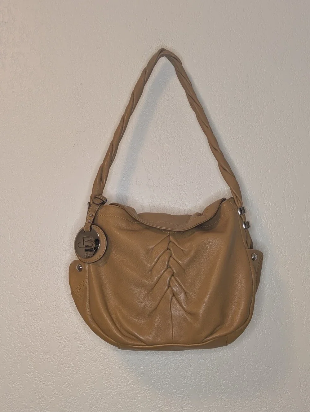 Authentic B. Makowsky Mustard Yellow Slouchy Leather Shoulder Bag